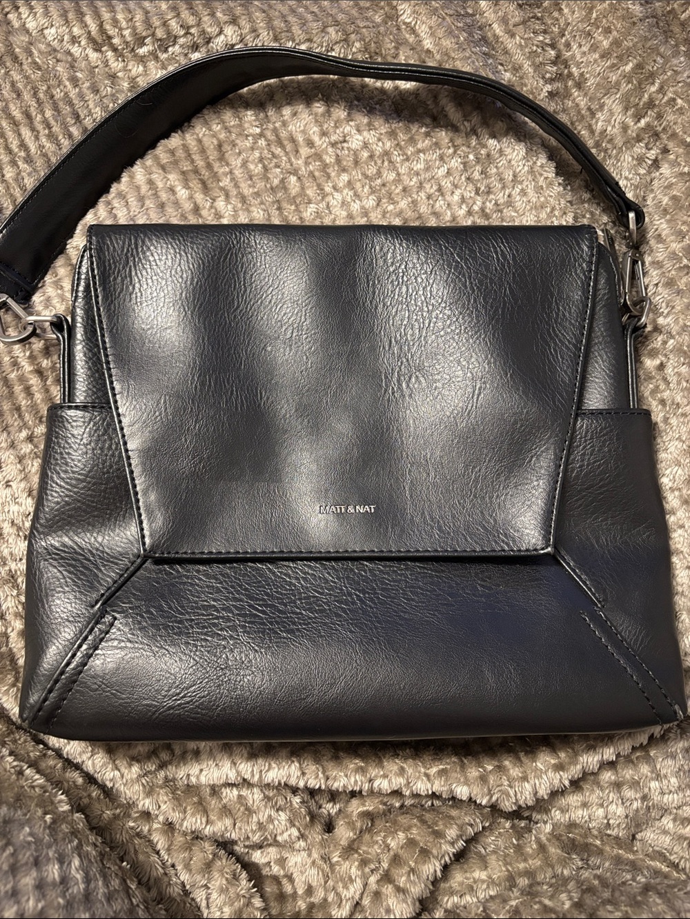 Matt & Nat Black Structured Flap Shoulder Bag